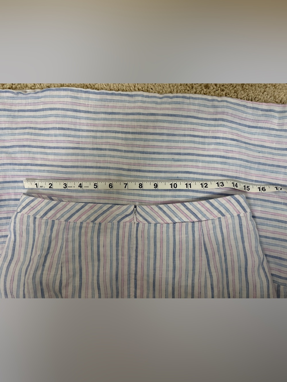 Island Company Linen Maxi Skirt M Blue Pink Stripe Coastal Resort - Picture 6 of 8